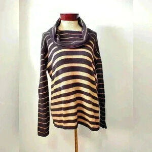 Jones New York black and  gold striped cowl neck sweater. Size large